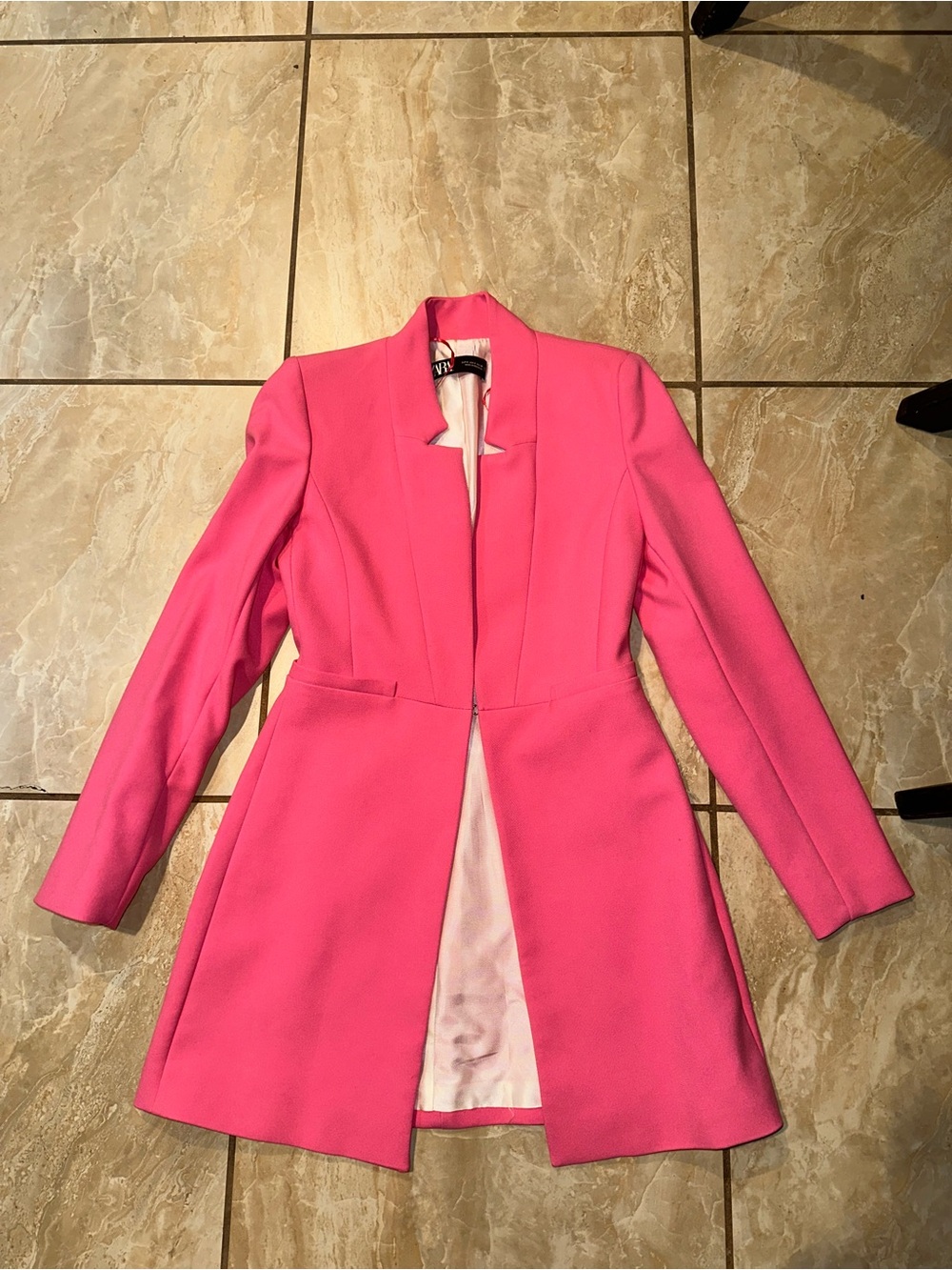 Pink Zara Blazer Long Coat Size S